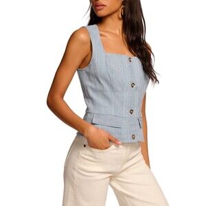 Ramy Brook Suki Women’s Tailored Suiting Vest Tank Top size 14 NWT Cotton Blend